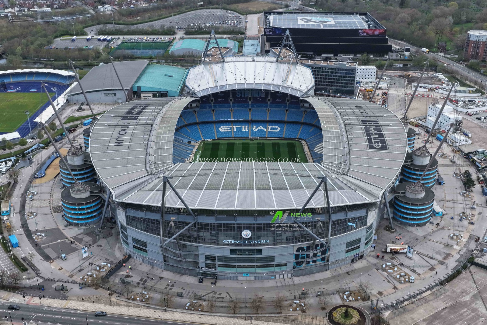 An aerial view of the new North Stand extension during the Emirates FA Cup Quarter-Final match Manchester City vs Liverpool at Etihad Stadium, Manchester, United Kingdom on 04 April 2026

(Photo by Mark Cosgrove/News Images)