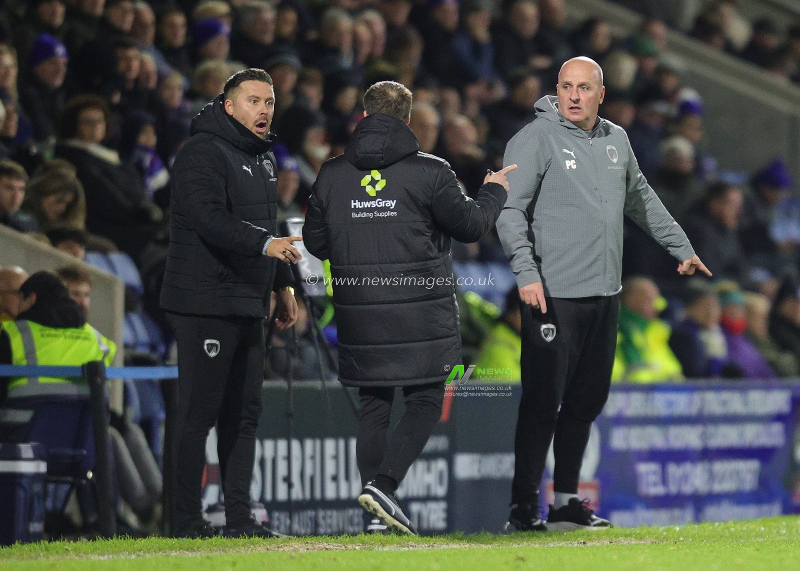 Paul Cook manager of Chesterfield reacts in the technical area during the Sky Bet League 2 match Chesterfield vs Barnet at SMH Group Stadium, Chesterfield, United Kingdom, 13th December 2025

(Photo by Richard Bierton/News Images)

*** GER AUT SUI OUT ***