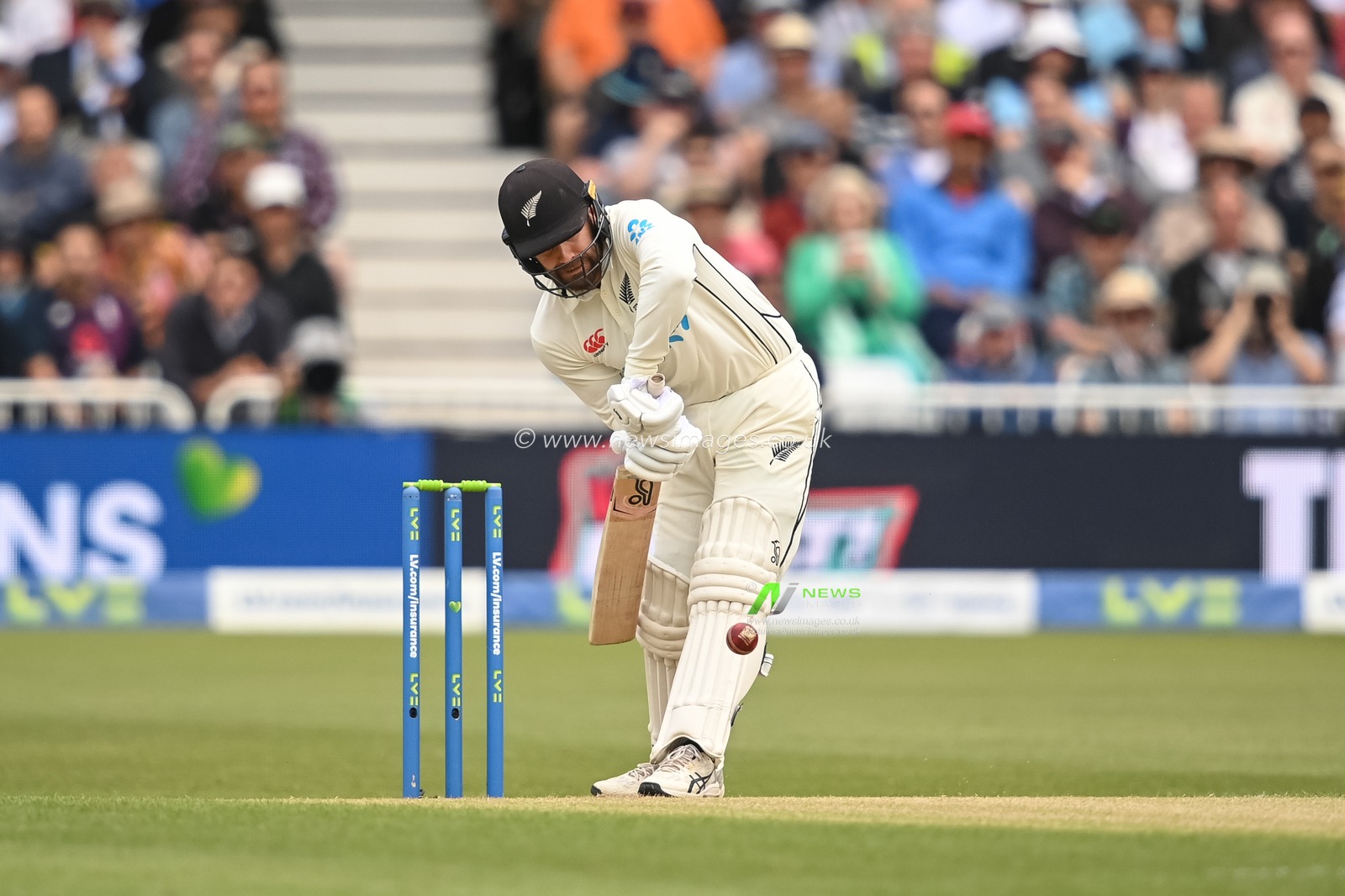Tom Blundell of New Zealand plays a shot during day 2 of the 2nd Test between the New Zealand Blackcaps and England at Trent Bridge Cricket Ground, Nottingham, England on Saturday 11 June 2022.