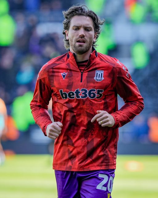 Sam Gallagher of Stoke City in the pregame warmup session  during the Sky Bet Championship match Derby County vs Stoke City at Pride Park Stadium, Derby, United Kingdom on 06 April 2026

(Photo by Maynard Manyowa/News Images)