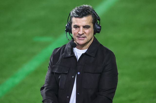 Brian Carney, Sky Sports Rugby League presenter during the Betfred Super League play-off Eliminator 1 match Leigh Leopards vs Wakefield Trinity at Progress With Unity Stadium, Leigh, United Kingdom, 26th September 2025

(Photo by Alfie Cosgrove/News Images)
