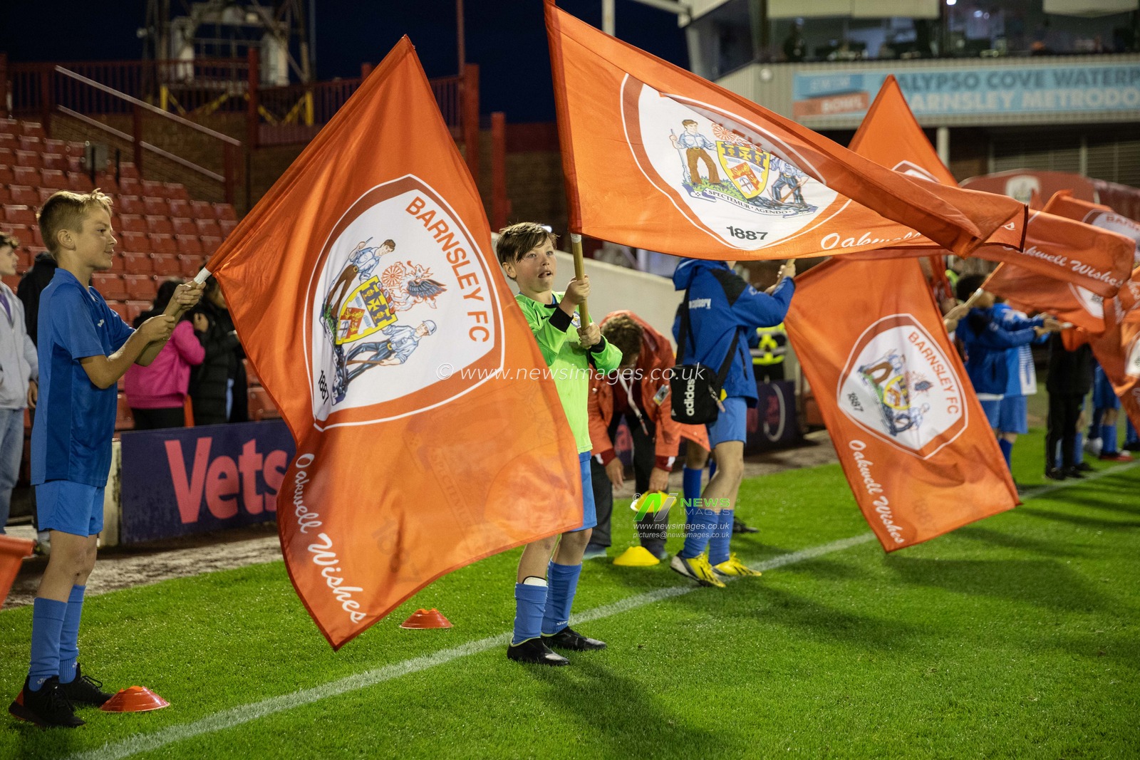 Flag bearers during the Sky Bet League 1 match Barnsley vs Portsmouth at Oakwell, Barnsley, United Kingdom, 19th September 2023

(Photo by Mark Cosgrove/News Images)