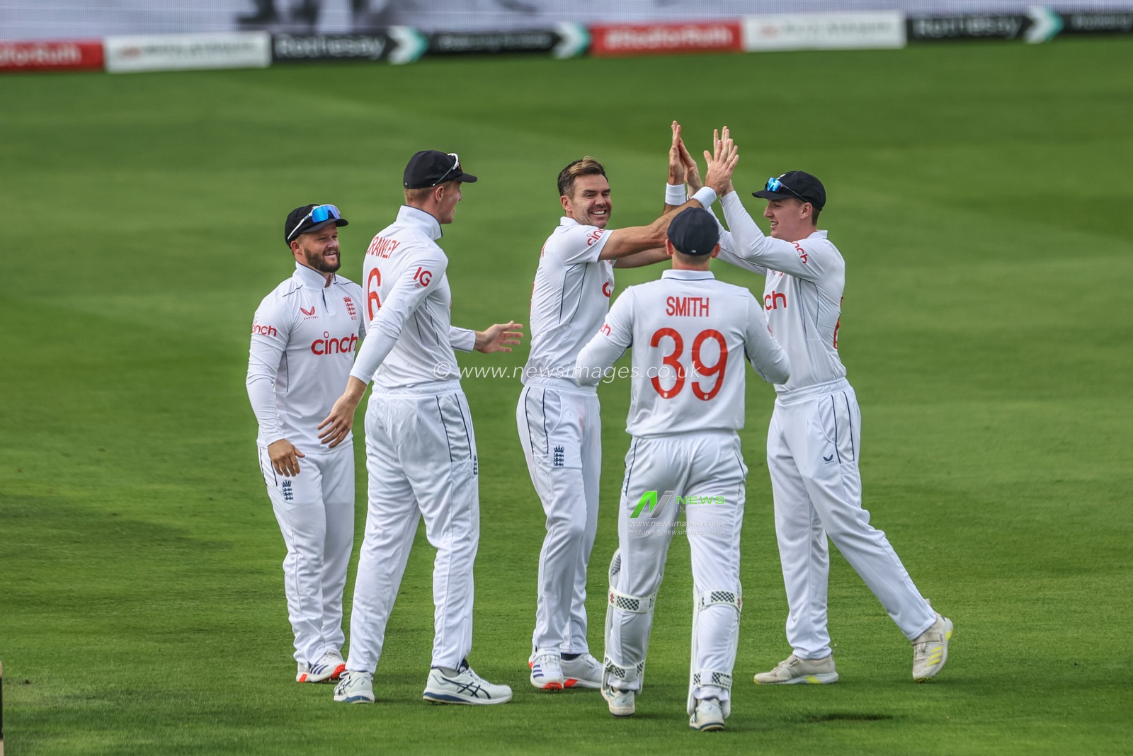 James Anderson of England celebrates the wicket of Kraigg Brathwaite of West Indies during the Rothesay Test Match Day Two England v West Indies at Lords, London, United Kingdom, 11th July 2024

(Photo by Mark Cosgrove/News Images)