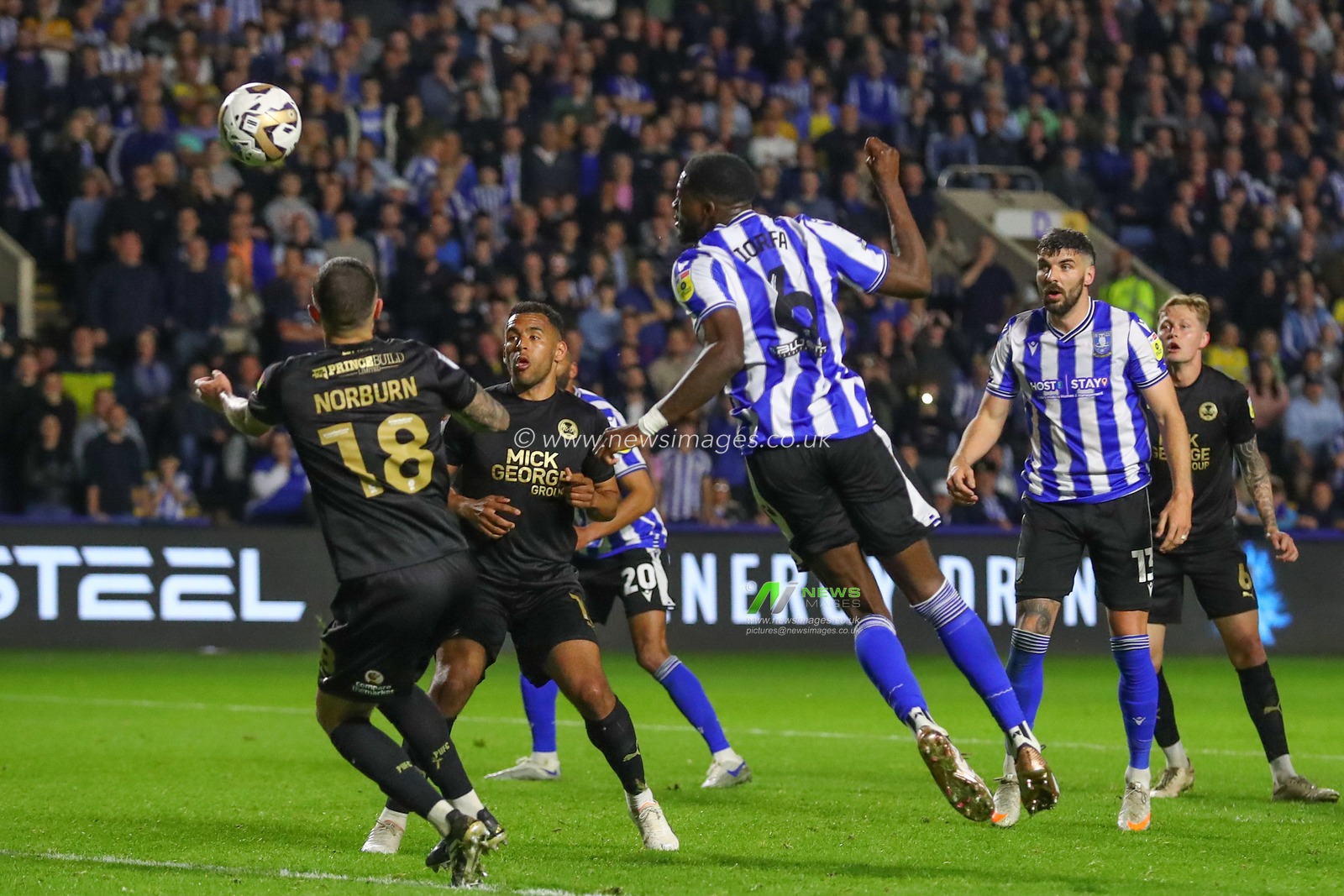 Dominic Iorfa #6 of Sheffield Wednesday has a headed shot at goal during the Sky Bet League 1 Play-off match Sheffield Wednesday vs Peterborough at Hillsborough, Sheffield, United Kingdom, 18th May 2023

(Photo by Gareth Evans/News Images)