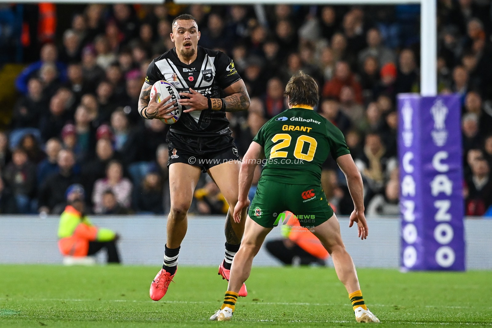James Fisher-Harris of New Zealand during the Rugby League World Cup 2021 Semi Final match Australia vs New Zealand at Elland Road, Leeds, United Kingdom, 11th November 2022

(Photo by Craig Thomas/News Images)