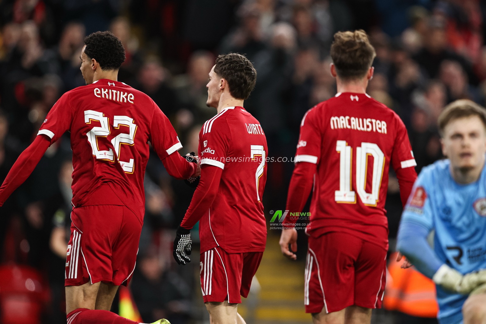 Florian Wirtz of Liverpool celebrates his goal to make it 3-1 during the Emirates FA Cup Third Round match Liverpool vs Barnsley at Anfield, Liverpool, United Kingdom, 12th January 2026

(Photo by Alfie Cosgrove/News Images)