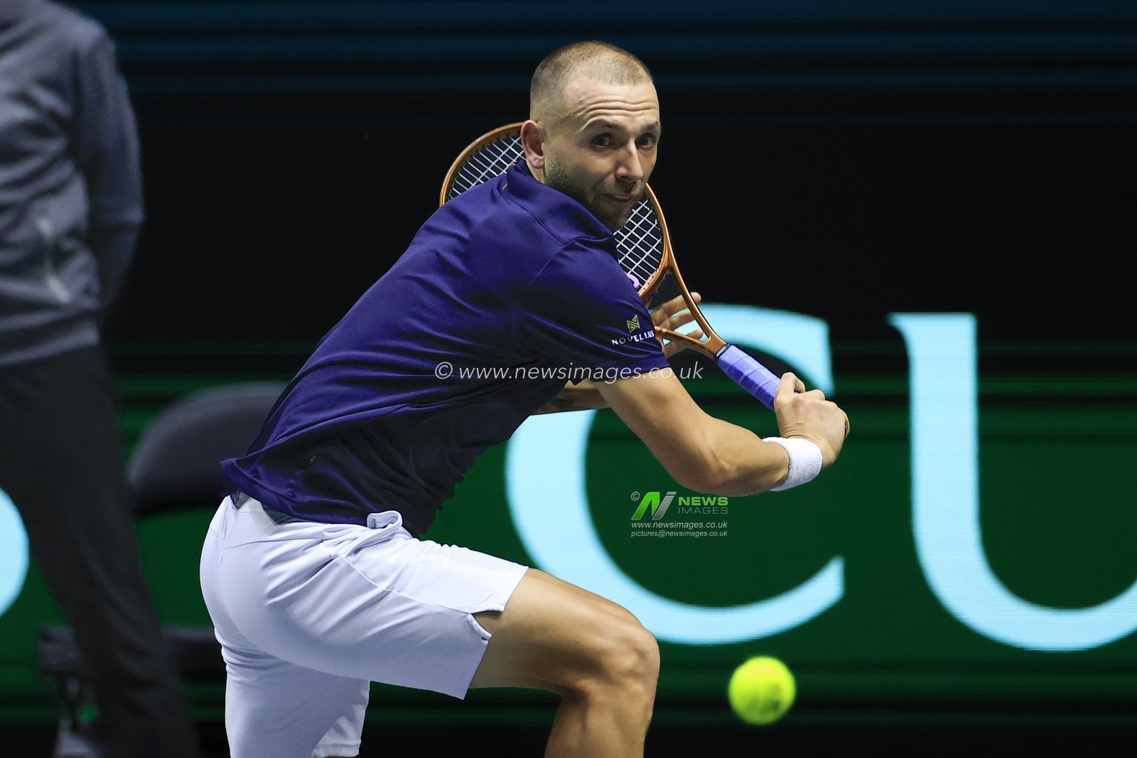 Daniel Evans (GBR) in action during the Davis Cup match Great Britain vs Australia at Manchester AO Arena, Manchester, United Kingdom, 13th September 2023

(Photo by Conor Molloy/News Images)