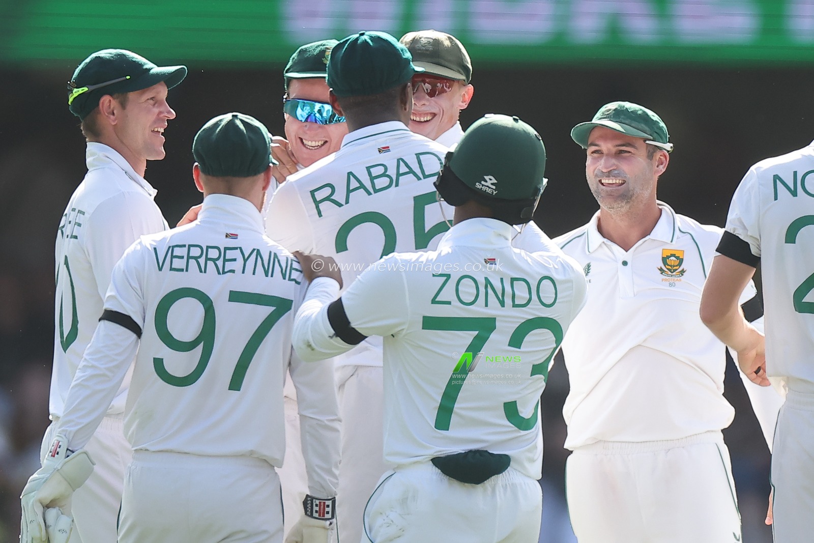 Anrich Nortje of South Africa celebrates the dismissal of  Usman Khawaja of Australia during the NRMA Insurance test Series match Australia vs South Africa at The Gabba, Brisbane Cricket Ground, Brisbane, Australia, 17th December 2022

(Photo by Patrick Hoelscher/News Images)