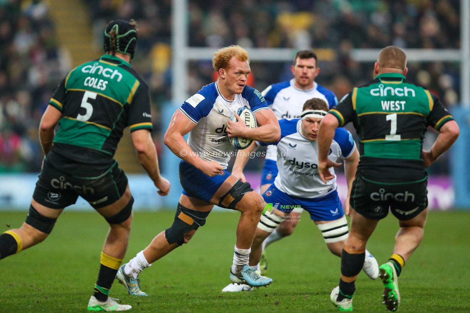 Miles Reid of Bath Rugby in action during the Gallagher Premiership match Northampton Saints vs Bath Rugby at Cinch Stadium at Franklin's Gardens, Northampton, United Kingdom, 5th January 2025

(Photo by Izzy Poles/News Images)