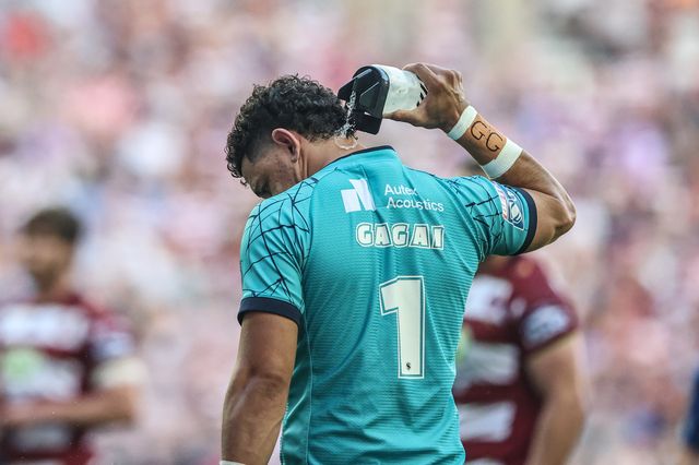 Jacob Gagai of Huddersfield Giants during the Betfred Super League round 18 match Wigan Warriors vs Huddersfield Giants at The Brick Community Stadium, Wigan, United Kingdom, 11th July 2025

(Photo by Alfie Cosgrove/News Images)
