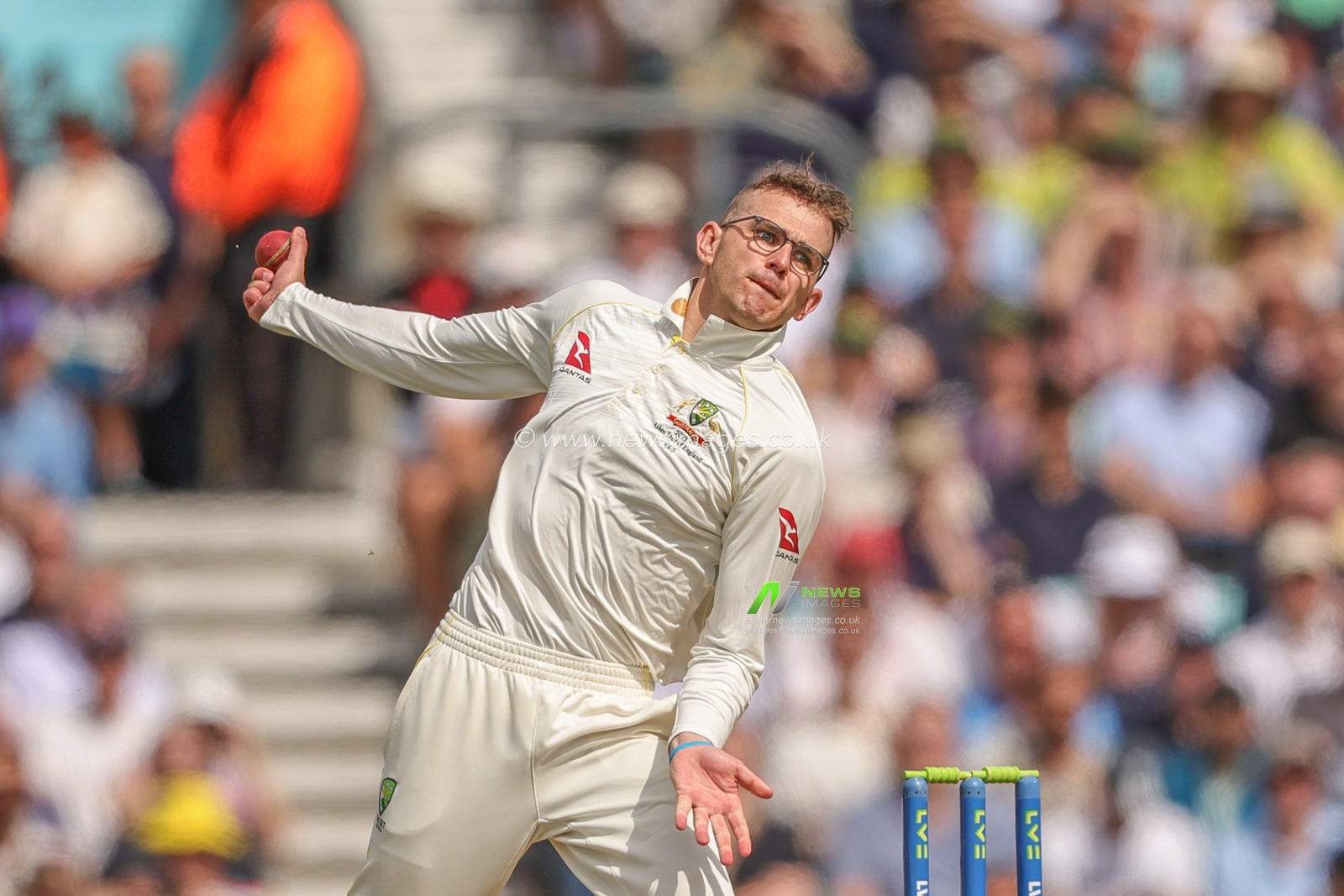 Todd Murphy of Australia delivers the ball during the LV= Insurance Ashes Fifth Test Series Day Four match England vs Australia at The Kia Oval, London, United Kingdom, 30th July 2023

(Photo by Mark Cosgrove/News Images)