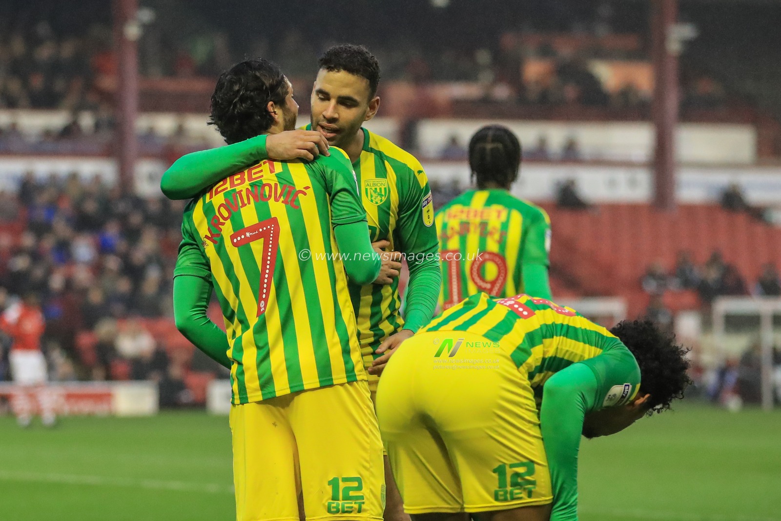 26th December 2019, Oakwell, Barnsley, England; Sky Bet Championship, Barnsley v West Bromwich Albion : Filip Krovinovic (7) of West Bromwich Albion celebrates his goal to make it 0-1

Credit: Mark Cosgrove/News Images