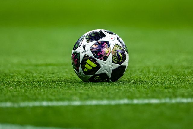 The Adidas UEFA Champions League match ball of the 2025/26 season during the UEFA Champions League last 16 second leg match Manchester City vs Real Madrid at The City of Manchester Stadium, Manchester, United Kingdom on 17 March 2026

(Photo by Mark Cosgrove/News Images)