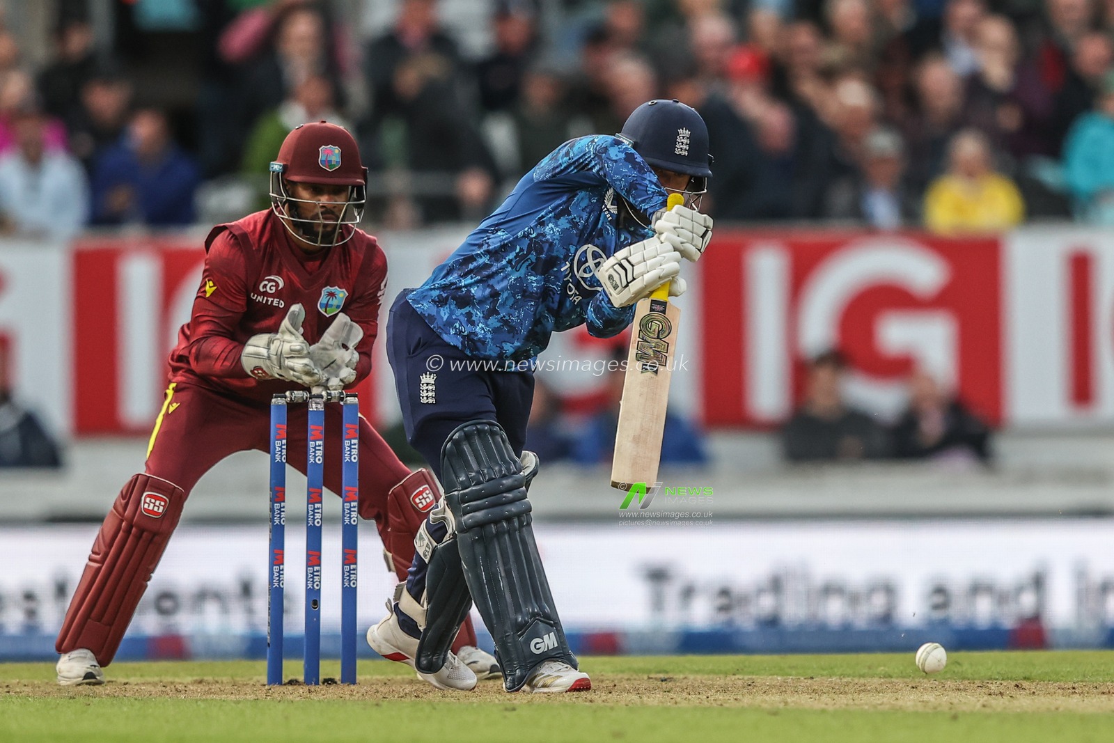 Ben Duckett of England plays a safety shot during the 3rd Metro Bank ODI England v West Indies at The Kia Oval, London, United Kingdom, 3rd June 2025

(Photo by Alfie Cosgrove/News Images)