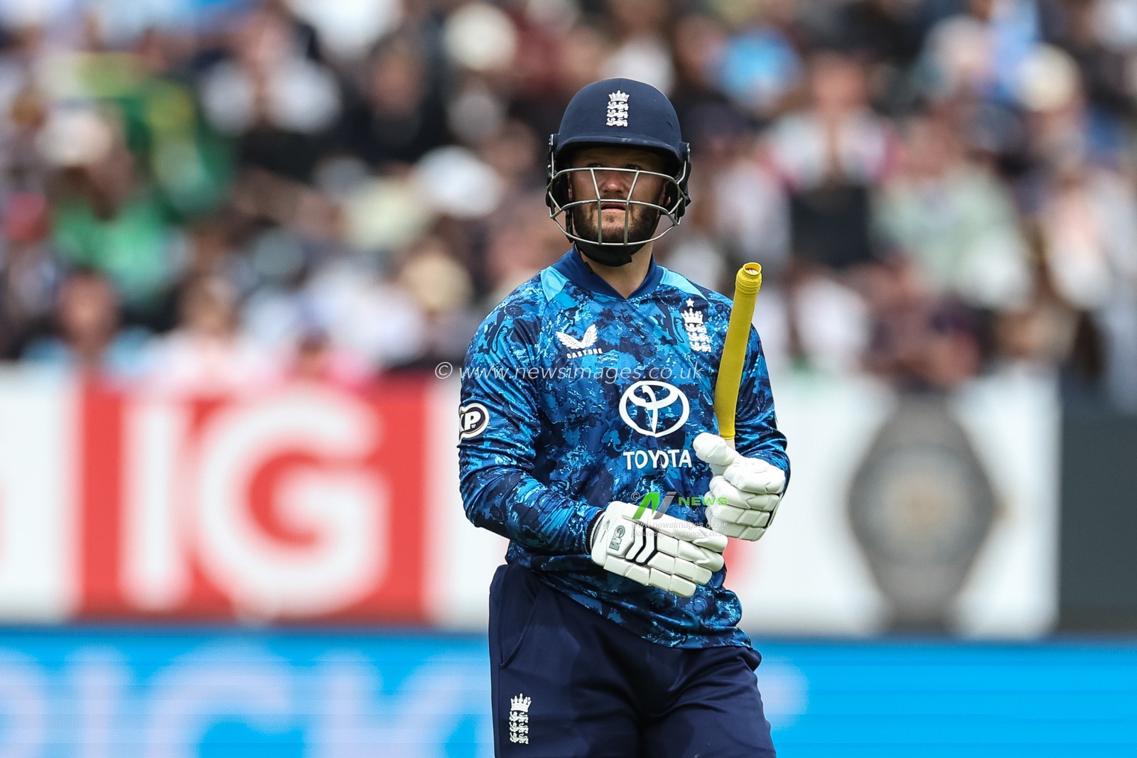 Ben Duckett of England leaves the field of play after been dismissed during the 1st Metro Bank ODI England vs West Indies at Edgbaston, Birmingham, United Kingdom, 29th May 2025

(Photo by Mark Cosgrove/News Images)
