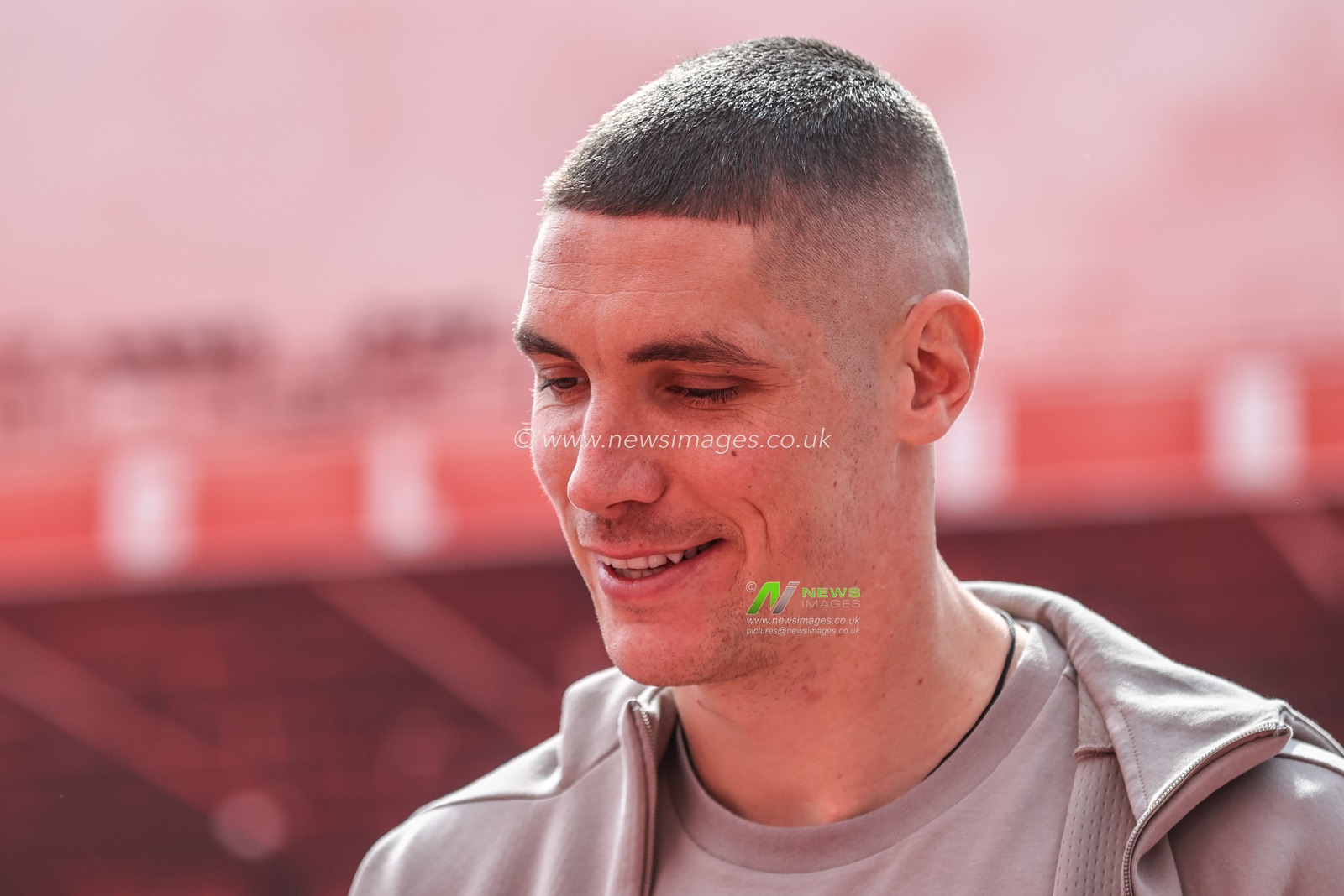 Nikola MilenkoviÄ‡ of Nottingham Forest arrives during the Premier League match Nottingham Forest vs Everton at City Ground, Nottingham, United Kingdom, 12th April 2025

(Photo by Alfie Cosgrove/News Images)