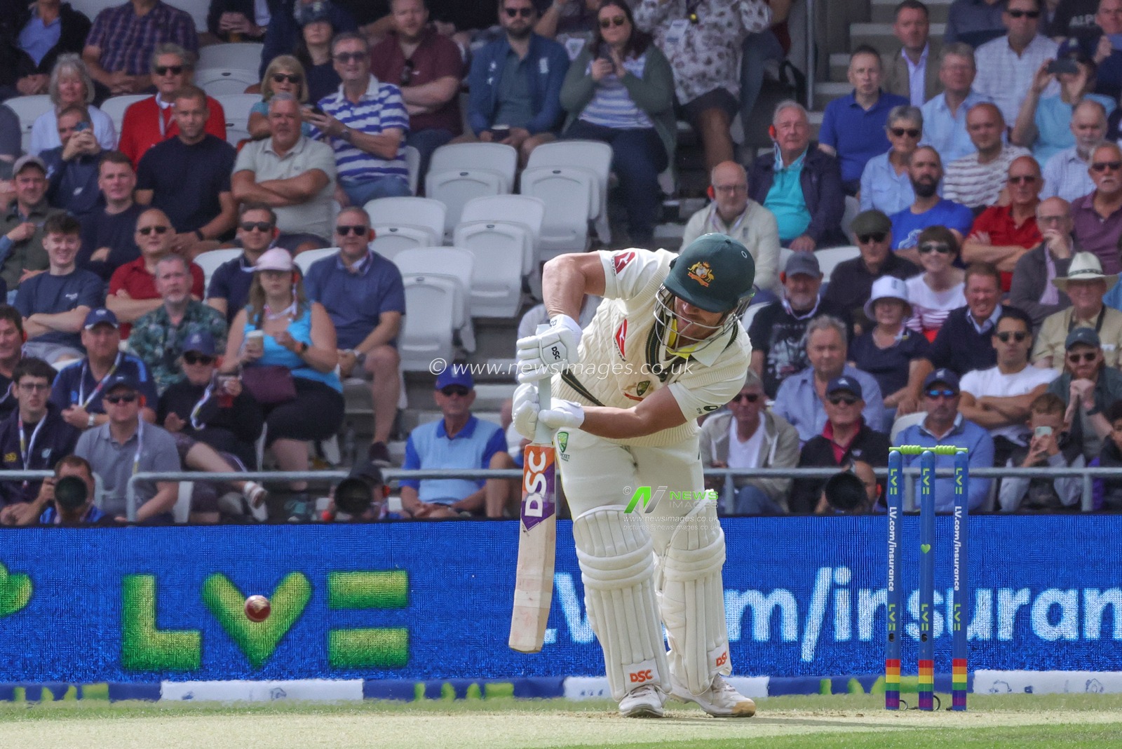 David Warner of Australia hits a four off of the first ball during the LV= Insurance Ashes Third Test Series Day 1 England v Australia at Headingley Stadium, Leeds, United Kingdom, 6th July 2023

(Photo by Mark Cosgrove/News Images)