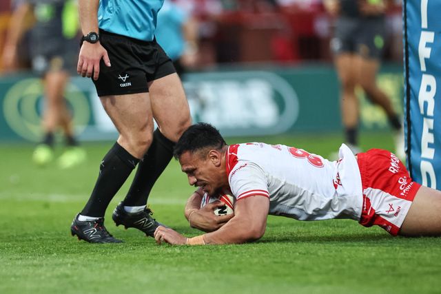 Sauaso Sue of Hull KR goes over for a try during the Betfred Super League Round 14 Hull KR vs Catalans Dragons at Sewell Group Craven Park, Kingston upon Hull, United Kingdom, 13th June 2025

(Photo by Mark Cosgrove/News Images)
