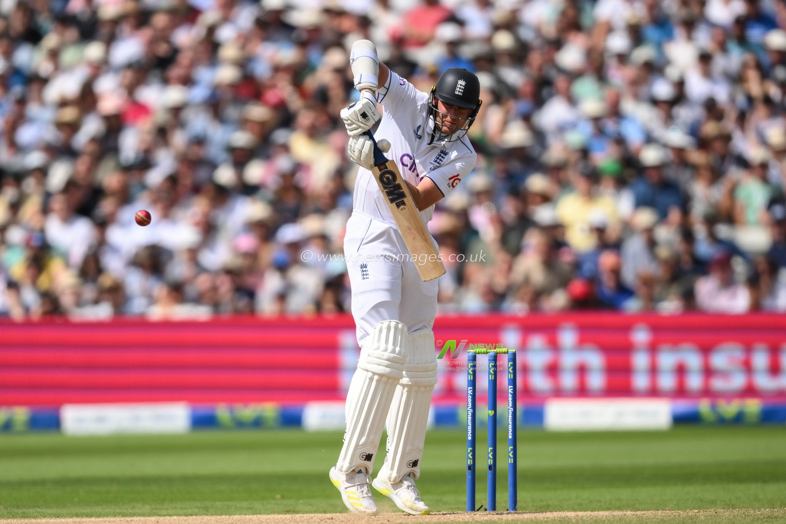 Stuart Broad of England drives the ball during the LV= Insurance Ashes Test Series Day 4 match England vs Australia at Edgbaston, Birmingham, United Kingdom, 19th June 2023

(Photo by Craig Thomas/News Images)