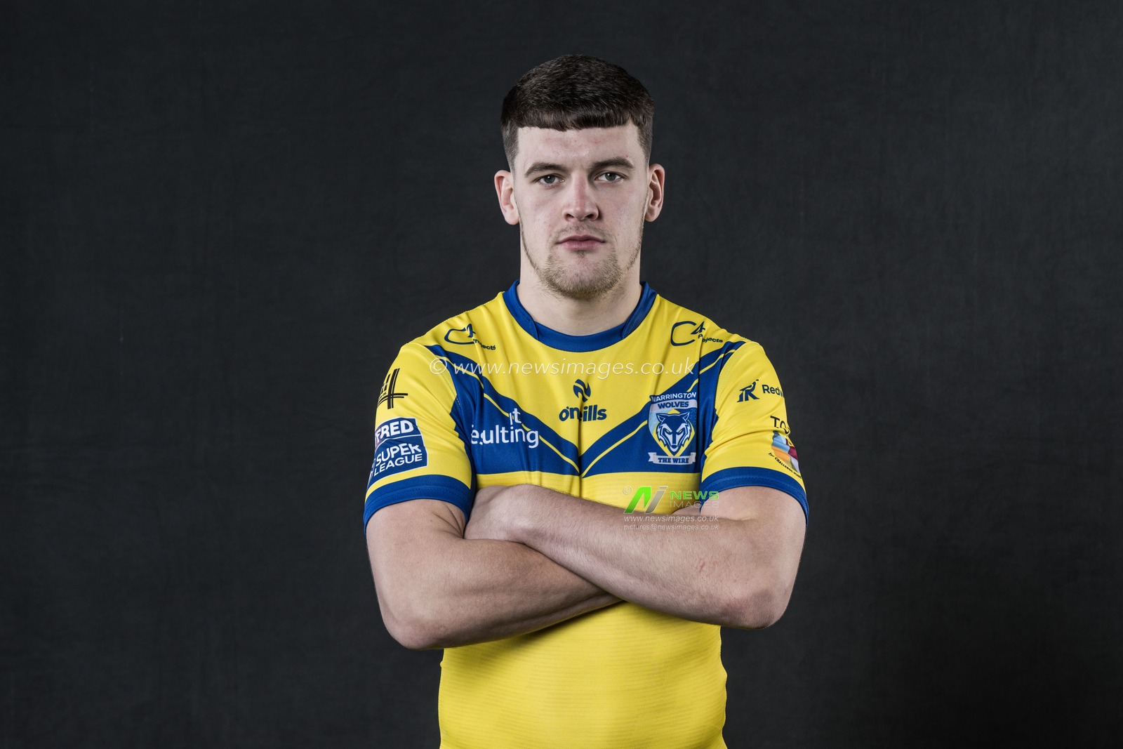 Josh Thewlis in the Home kit during the Warrington Wolves Team media day at Warrington wolves training centre, Warrington, United Kingdom, 16th January 2025

(Photo by Craig Thomas/News Images)