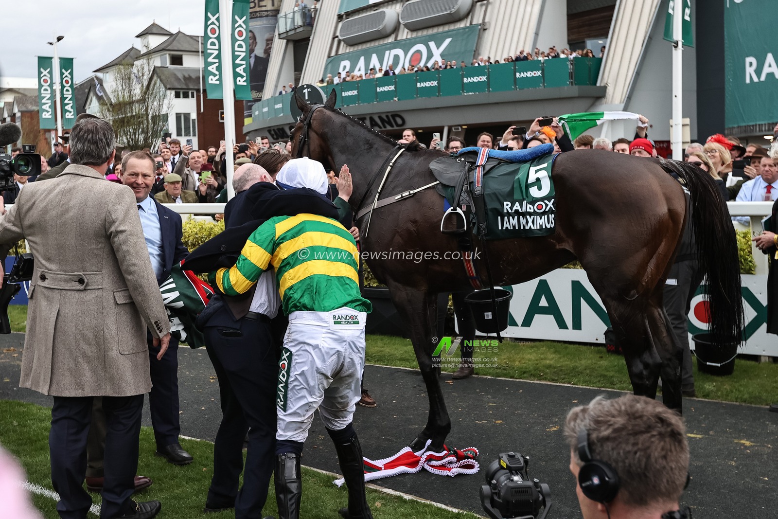 Paul Townend in the winners enclosure after winning the 16:00 Randox Grand National Handicap Chase on I Am Maximus during the Randox Grand National Day 2024 at Aintree Racecourse, Liverpool, United Kingdom, 13th April 2024

(Photo by Mark Cosgrove/News Images)