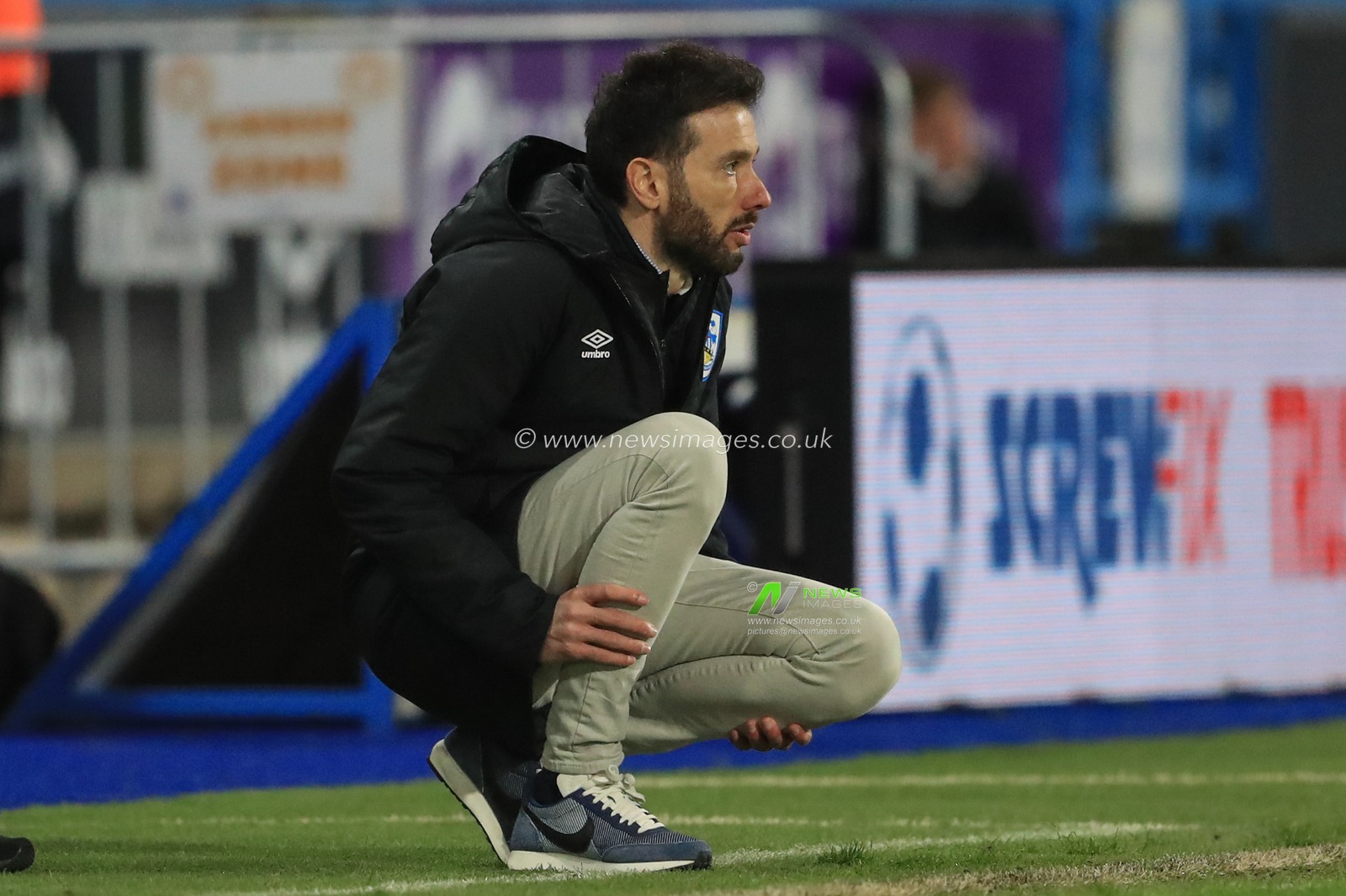 Carlos CorberÃ¡n manager of Huddersfield Town during the game