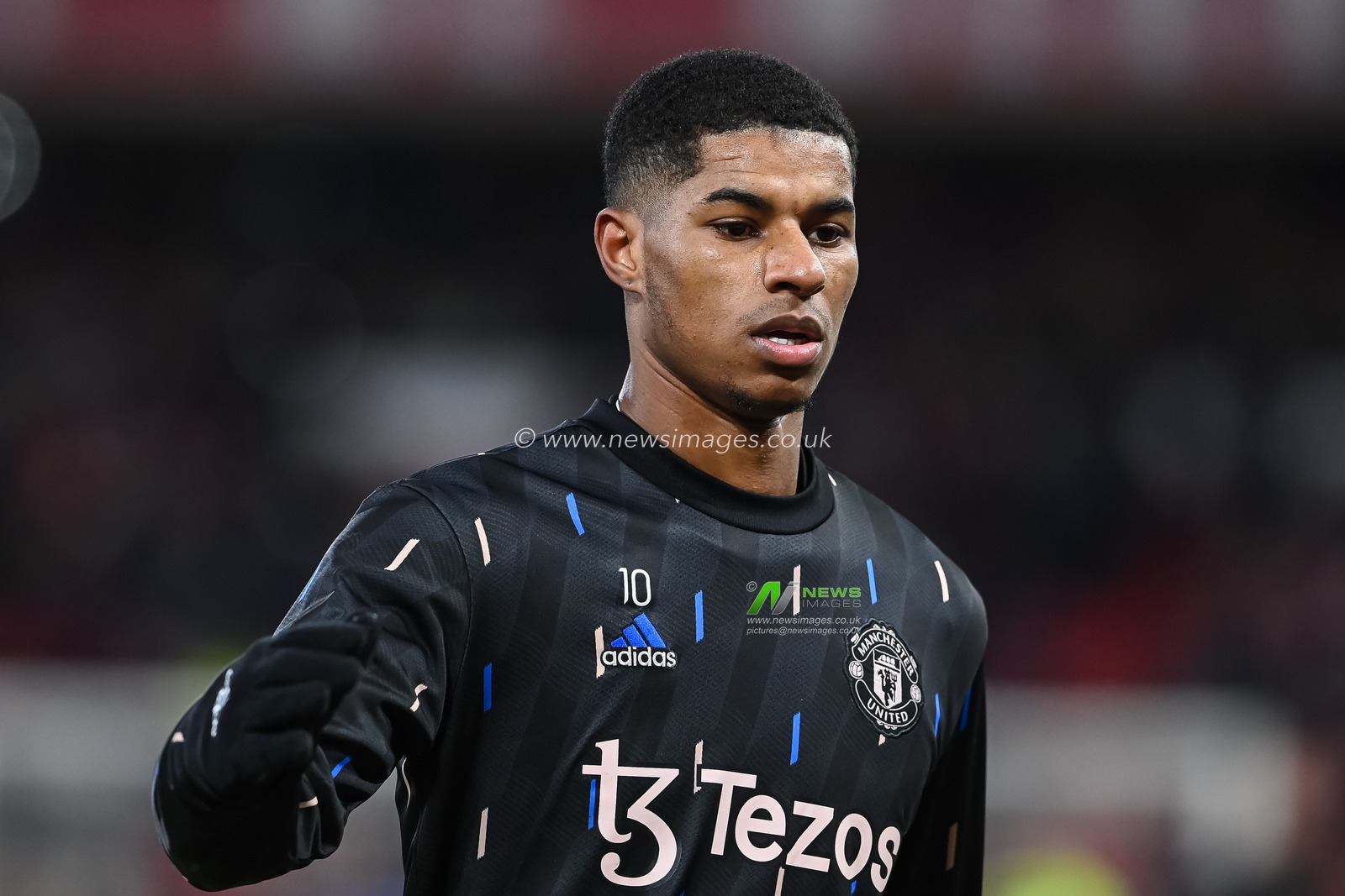 Marcus Rashford #10 of Manchester United during the pre-game warmup ahead of the Carabao Cup Semi-Finals match Nottingham Forest vs Manchester United at City Ground, Nottingham, United Kingdom, 25th January 2023

(Photo by Craig Thomas/News Images)