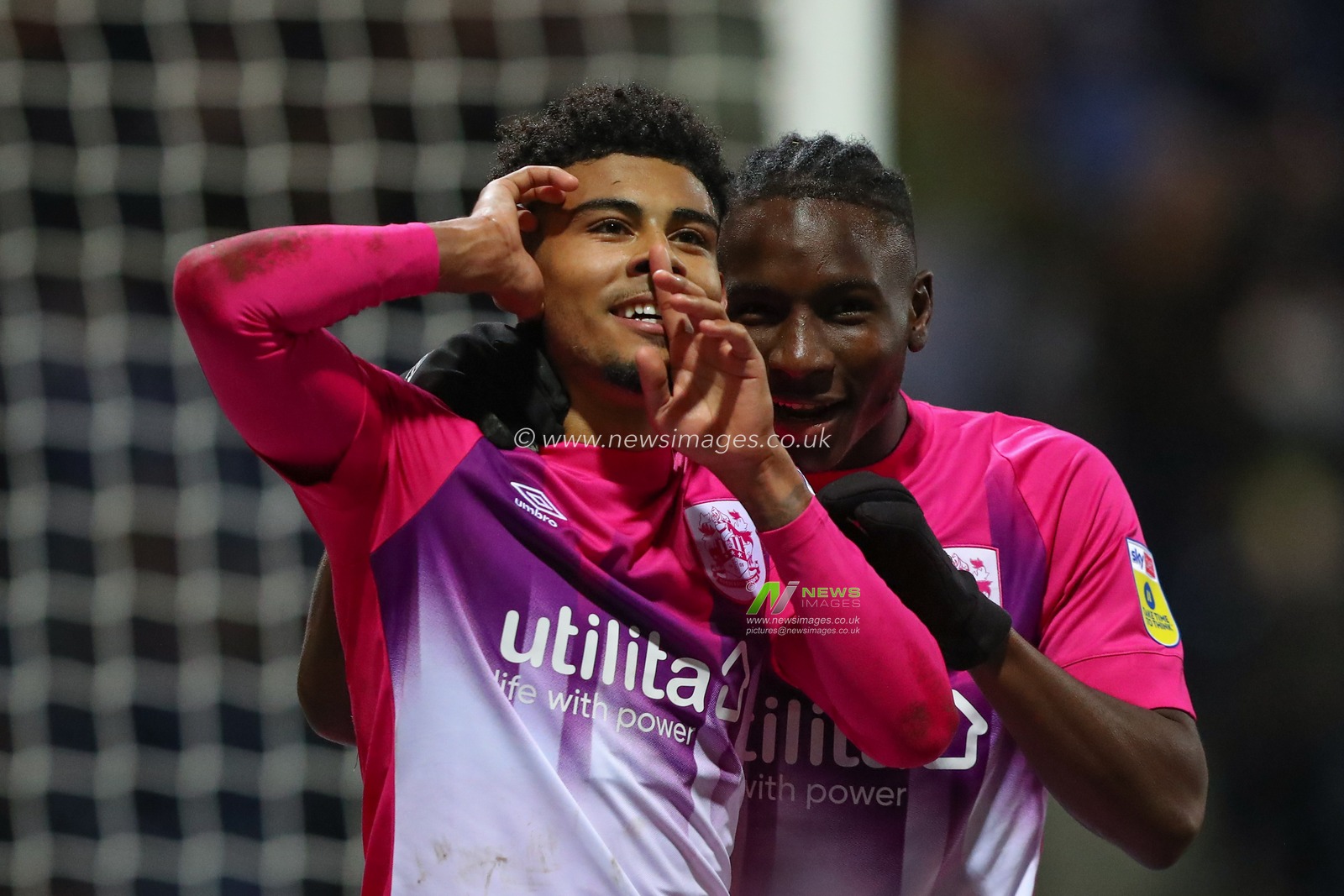 Kaine Kesler Hayden #16 of Huddersfield Town celebrates his goal to make it 1-2 during the Sky Bet Championship match Preston North End vs Huddersfield Town at Deepdale, Preston, United Kingdom, 26th December 2022

(Photo by Gareth Evans/News Images)