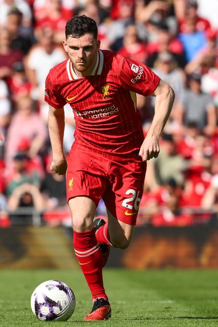 Andrew Robertson of Liverpool makes a break with the ball during the Premier League match Liverpool vs Wolverhampton Wanderers at Anfield, Liverpool, United Kingdom, 19th May 2024

(Photo by Craig Thomas/News Images)