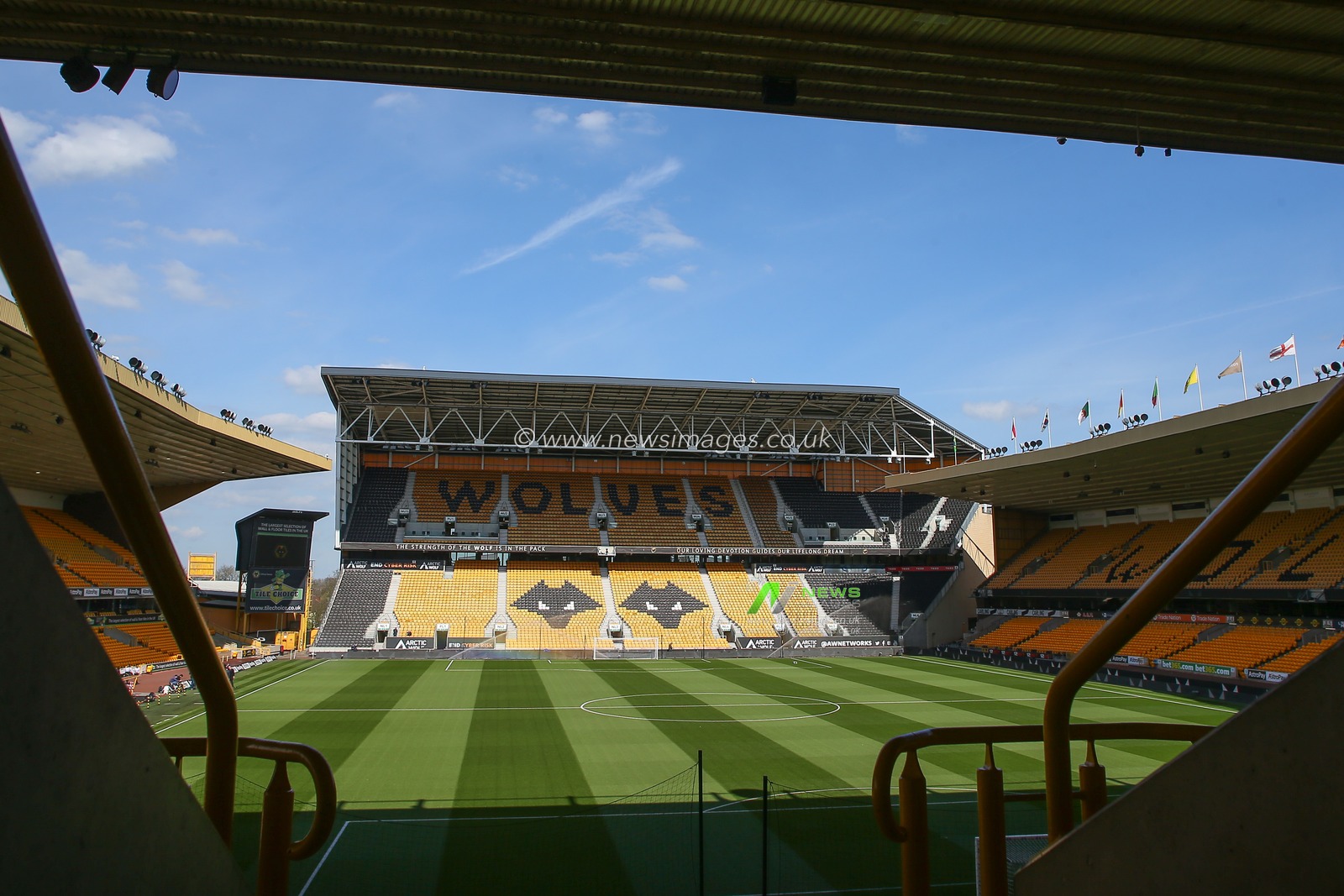 A general view inside of Molineux, home of Wolverhampton Wanders ahead of the Premier League match Wolverhampton Wanderers vs Chelsea at Molineux, Wolverhampton, United Kingdom, 8th April 2023

(Photo by Gareth Evans/News Images)