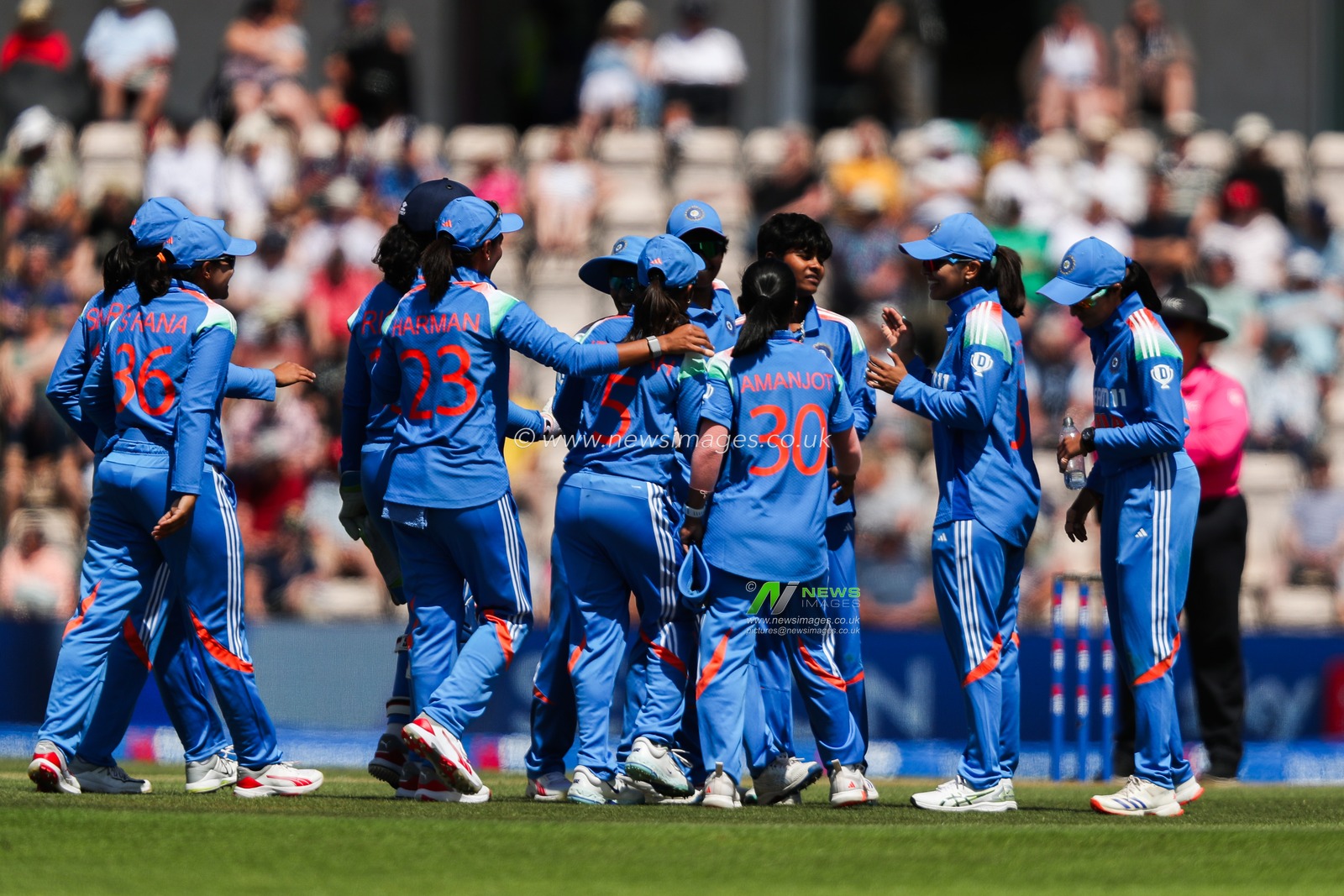 Kranti Gaud of India celebrates after her wicket during the 1st Metro Bank One Day International match England Women vs India Women at The Utilita Bowl, Southampton, United Kingdom, 16th July 2025

(Photo by Izzy Poles/News Images)