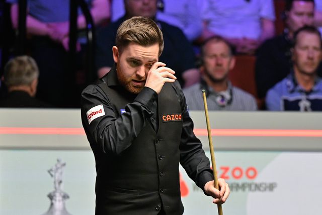 Jak Jones reacts, during the Cazoo World Championships 2024 Final at Crucible Theatre, Sheffield, United Kingdom, 5th May 2024

(Photo by Cody Froggatt/News Images)