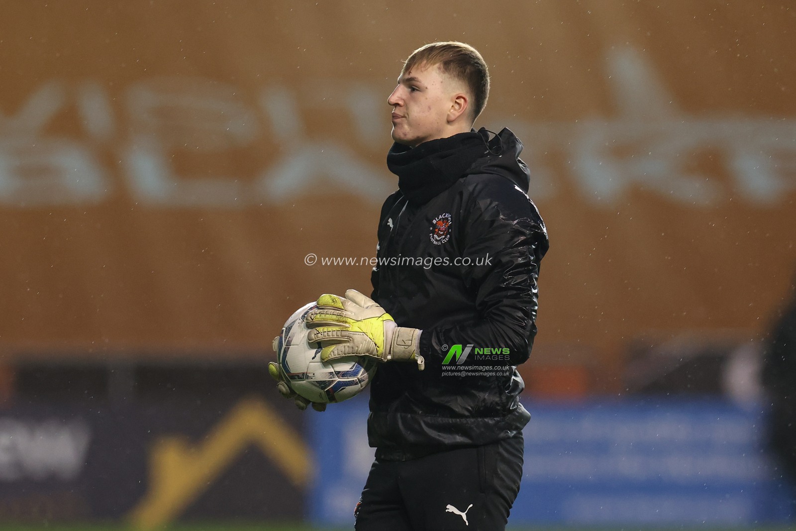 Charlie Monks goalkeeper of Blackpool FC development squad  during the pre-game warmup