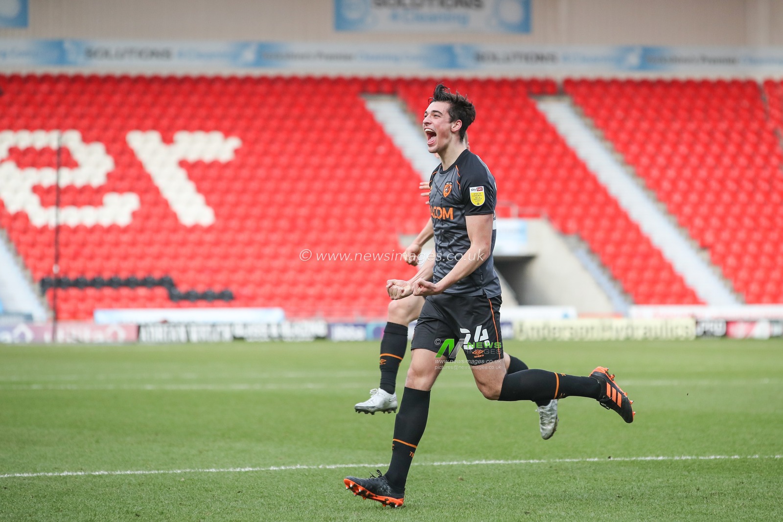 Jacob Greaves #24 of Hull City celebrates his goal to make it 1-3