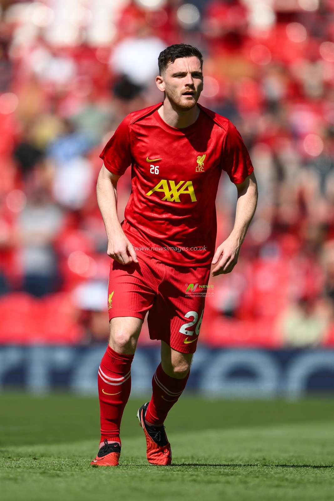 Andrew Robertson of Liverpool during the pre-game warmup ahead of the Premier League match Liverpool vs Wolverhampton Wanderers at Anfield, Liverpool, United Kingdom, 19th May 2024

(Photo by Craig Thomas/News Images)