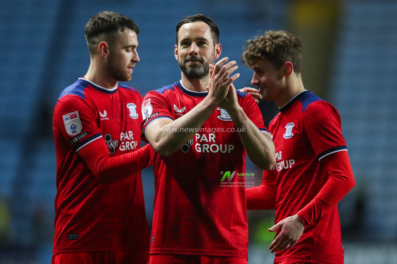 Greg Cunningham of Preston North End applauds the travelling fans after the Sky Bet Championship match Coventry City vs Preston North End at Coventry Building Society Arena, Coventry, United Kingdom, 23rd February 2024

(Photo by Gareth Evans/News Images)