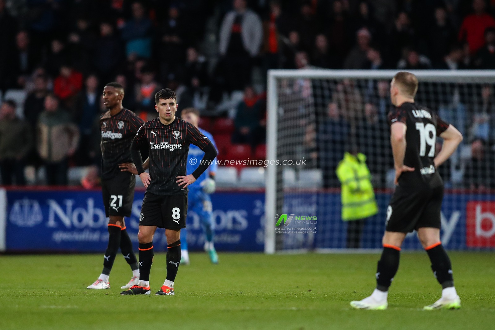 Albie Morgan of Blackpool reacts to his side conceding a goal to make it 1-0 during the Sky Bet League 1 match Stevenage vs Blackpool at Lamex Stadium, Stevenage, United Kingdom, 3rd February 2024

(Photo by Gareth Evans/News Images)