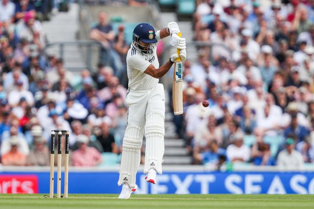 Akash Deep of India bats during the 5th Rothesay Test Match Day 3 England vs India at The Kia Oval, London, United Kingdom, 2nd August 2025

(Photo by Izzy Poles/News Images)