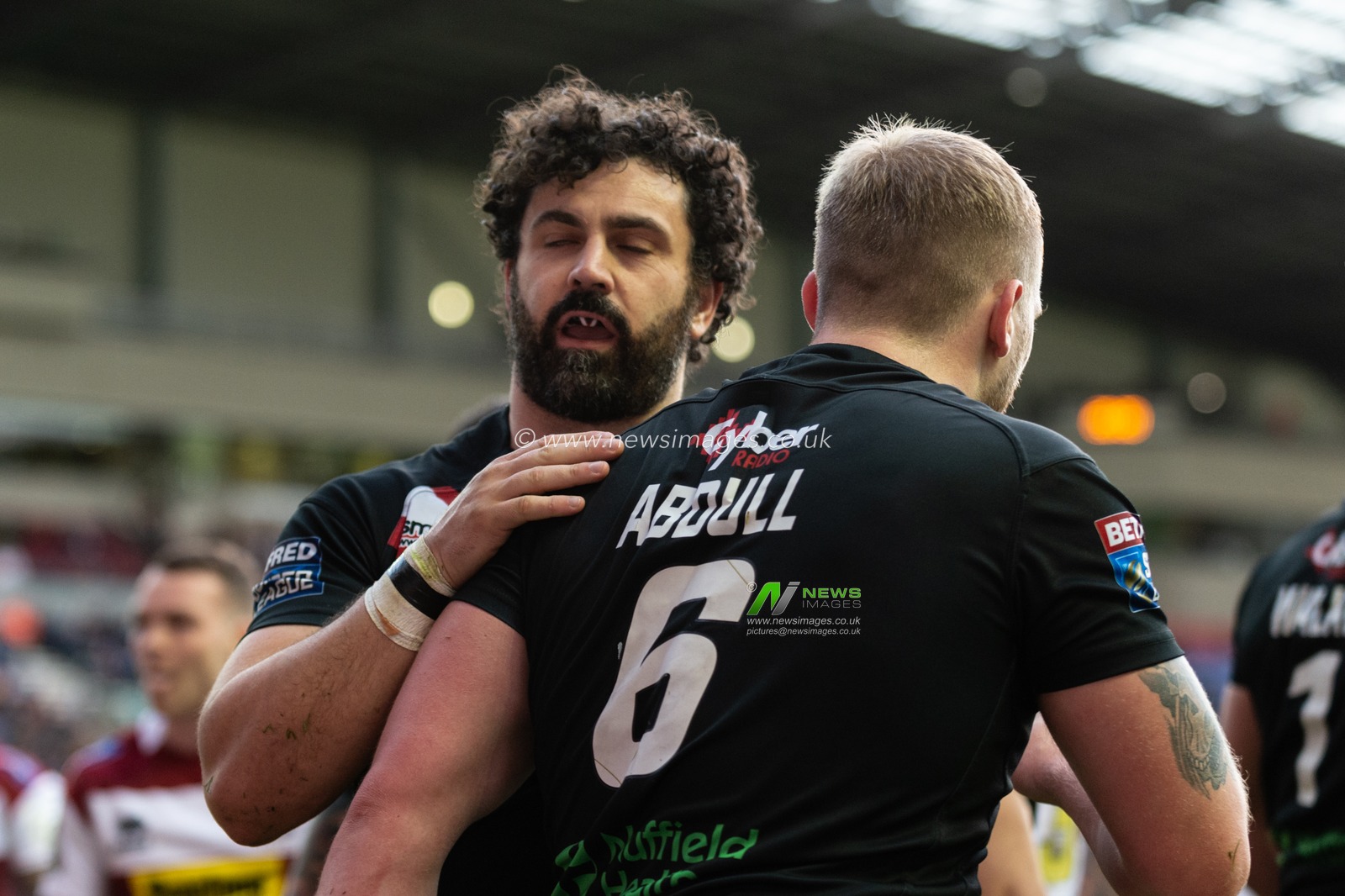 2nd May 2019 , DW Stadium, Wigan, England;  Betfred Super League, Round 14, Wigan Warriors vs London Broncos ; Rhys Williams of London Broncos celebrates a try

Credit: Richard Long/News Images