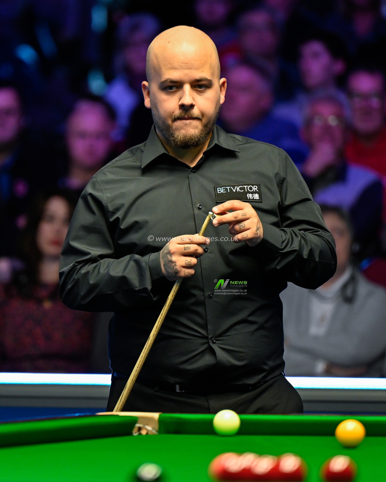Luca Brecel, during the 2024 BetVictor Welsh Open at Venue Cymru, Llandudno, United Kingdom, 12th February 2024

(Photo by Cody Froggatt/News Images)