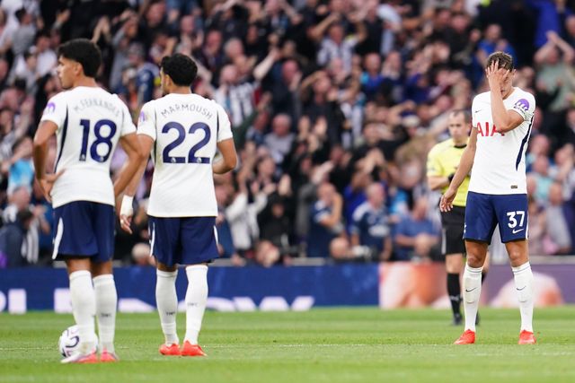 Tottenham players as Newcastle make it 0-1 during the Premier League match Tottenham Hotspur vs Newcastle Untied at Tottenham Hotspur Stadium, London, United Kingdom on 29 August 2026

(Photo by Harvey Murphy/News Images)