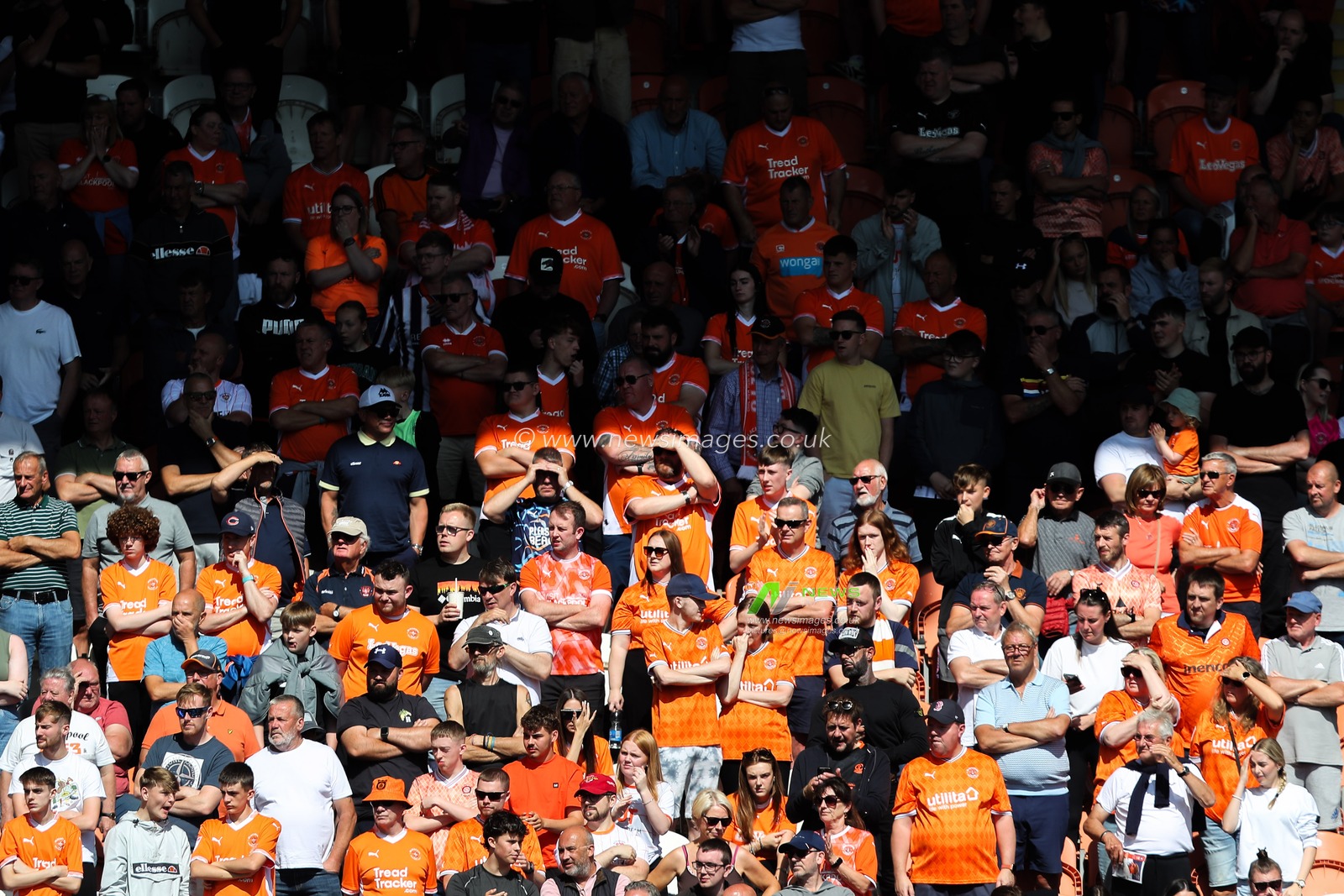 Blackpool fans during the Sky Bet League 1 match Blackpool vs Wycombe Wanderers at Bloomfield Road, Blackpool, United Kingdom, 31st August 2024

(Photo by Gareth Evans/News Images)