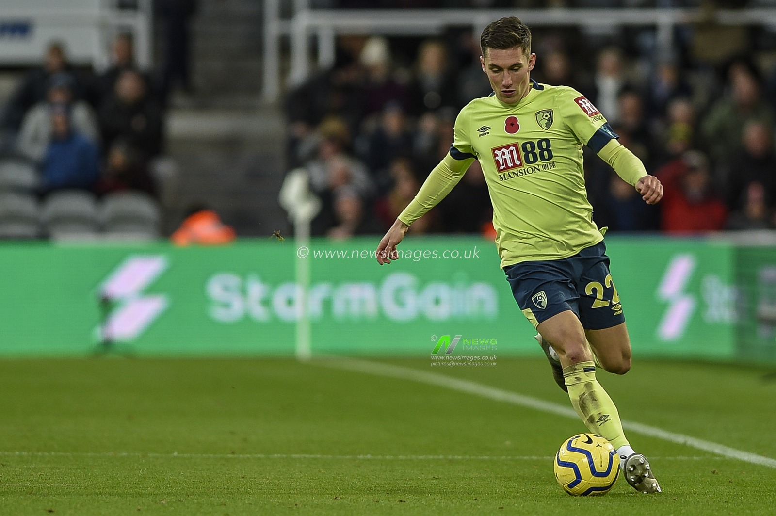 9th November 2019, St. James's Park, Newcastle, England; Premier League, Newcastle United v Bournemouth : Harry Wilson (22) of Bournemouth in action

Credit: Iam Burn/News Images