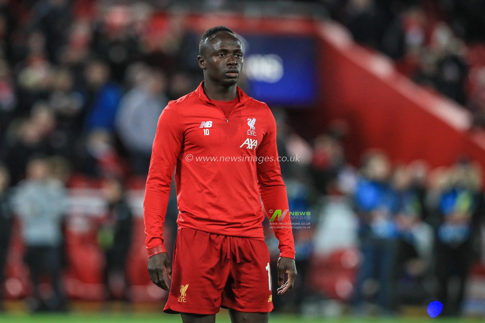 11th March 2020, Anfield, Liverpool, England; UEFA Champions League, Round of 16 Leg 2 of 2, Liverpool v Atletico Madrid : Sadio Mane (10) of Liverpool during the pre-game warmup
