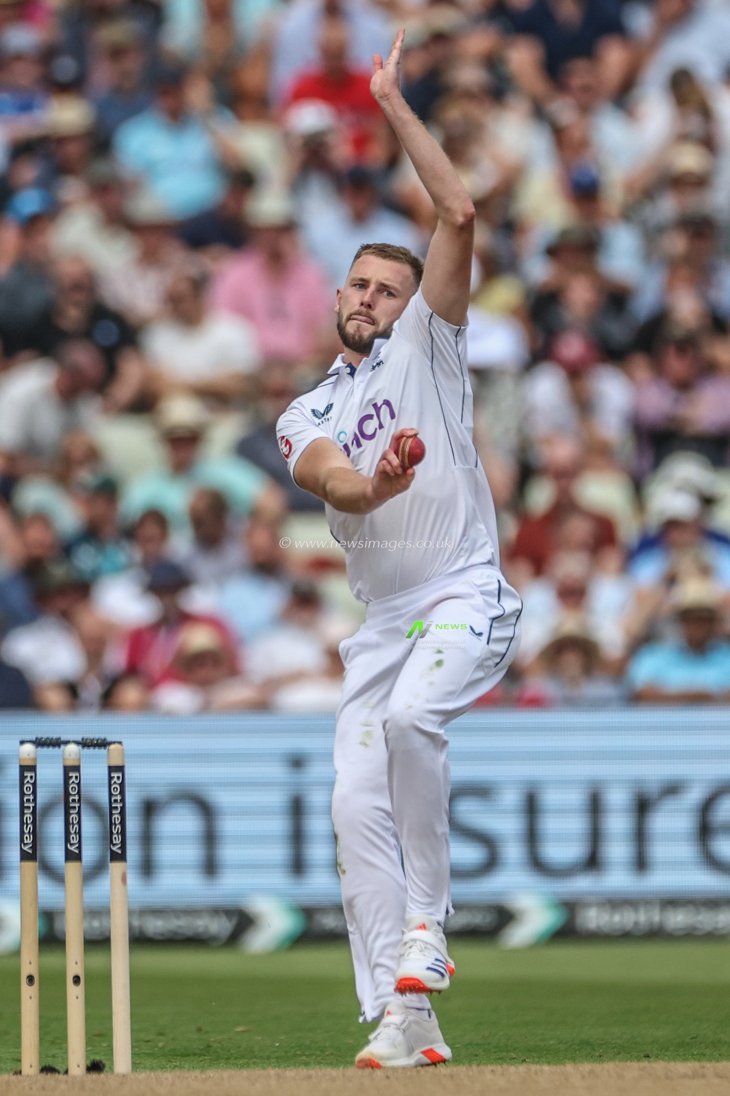 Gus Atkinson of England delivers the ball during the 3rd Rothesay Test Match Day One match England vs West Indies at Edgbaston, Birmingham, United Kingdom, 26th July 2024

(Photo by Mark Cosgrove/News Images)