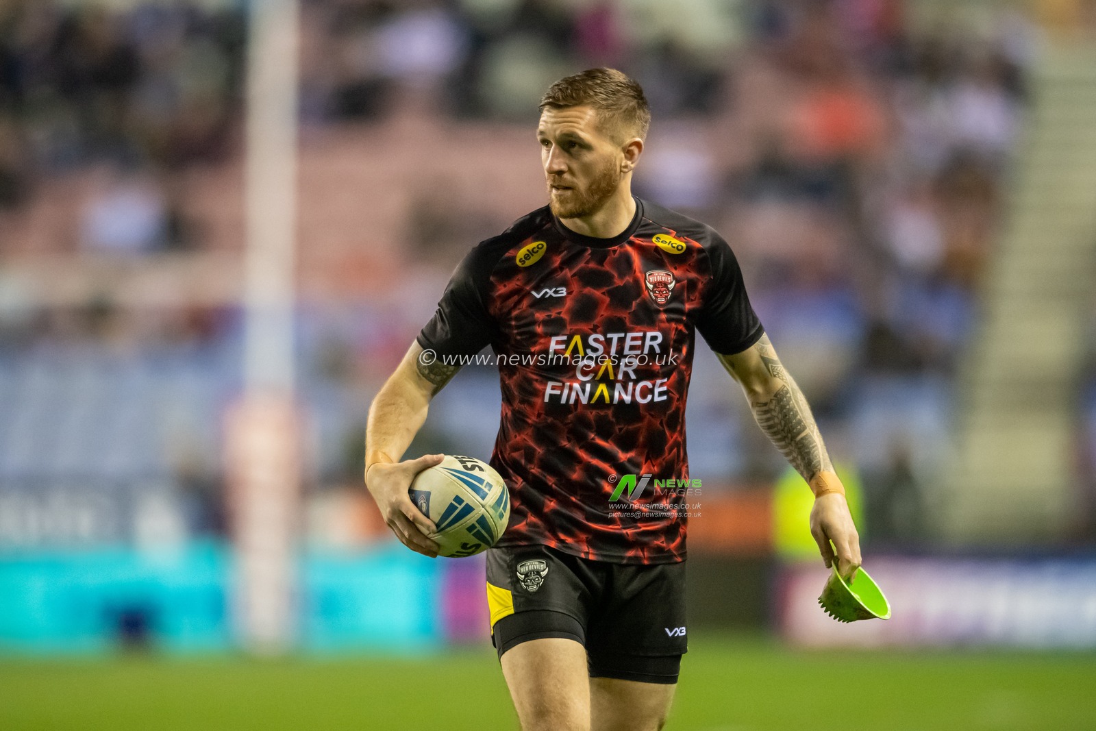 Marc Sneyd #7 of Salford Red Devils during the warm up
