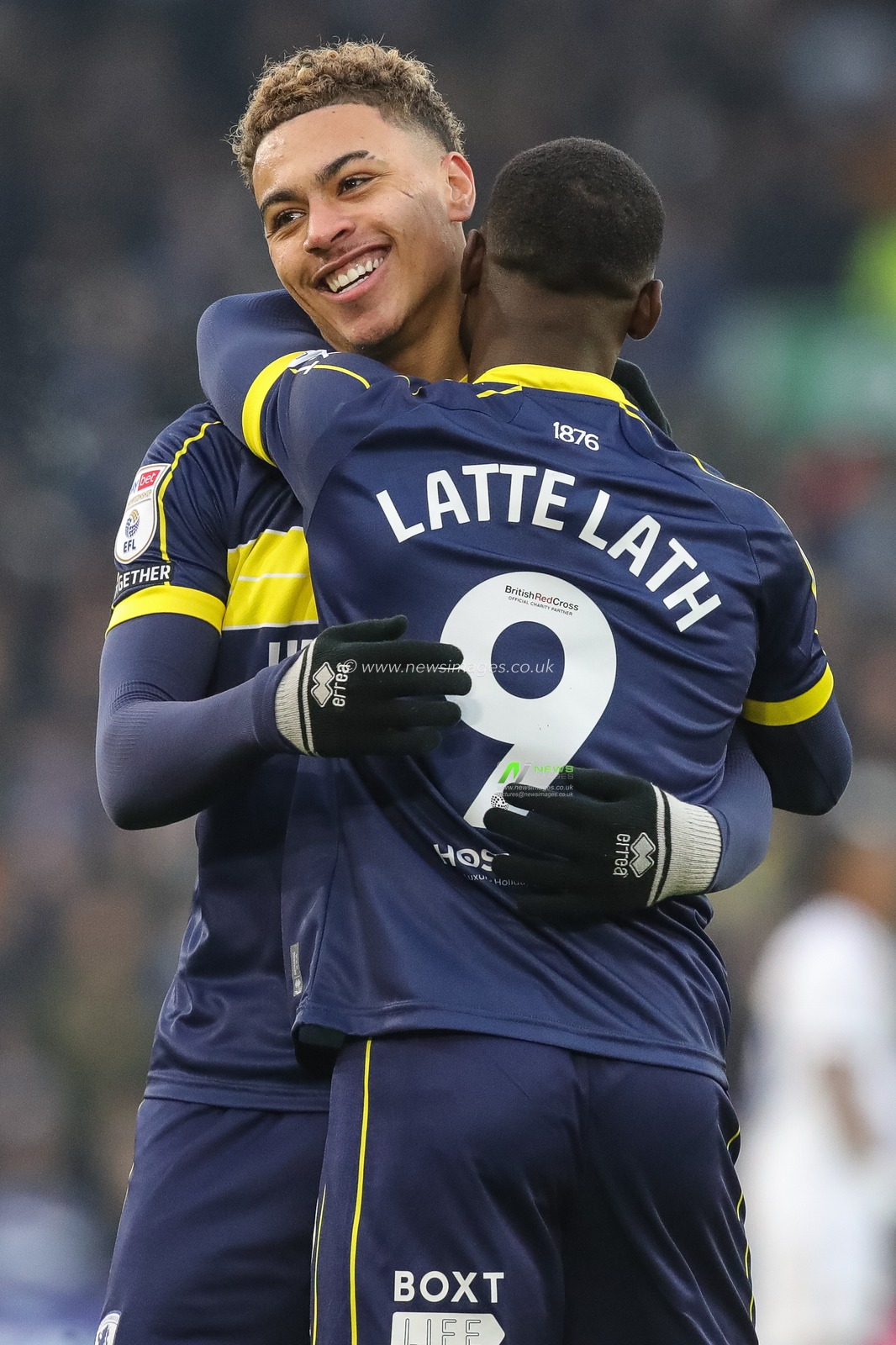 Emmanuel Latte Lath #9 of Middlesbrough celebrates his goal to make it 0-1 during the Sky Bet Championship match Leeds United vs Middlesbrough at Elland Road, Leeds, United Kingdom, 2nd December 2023

(Photo by James Heaton/News Images)