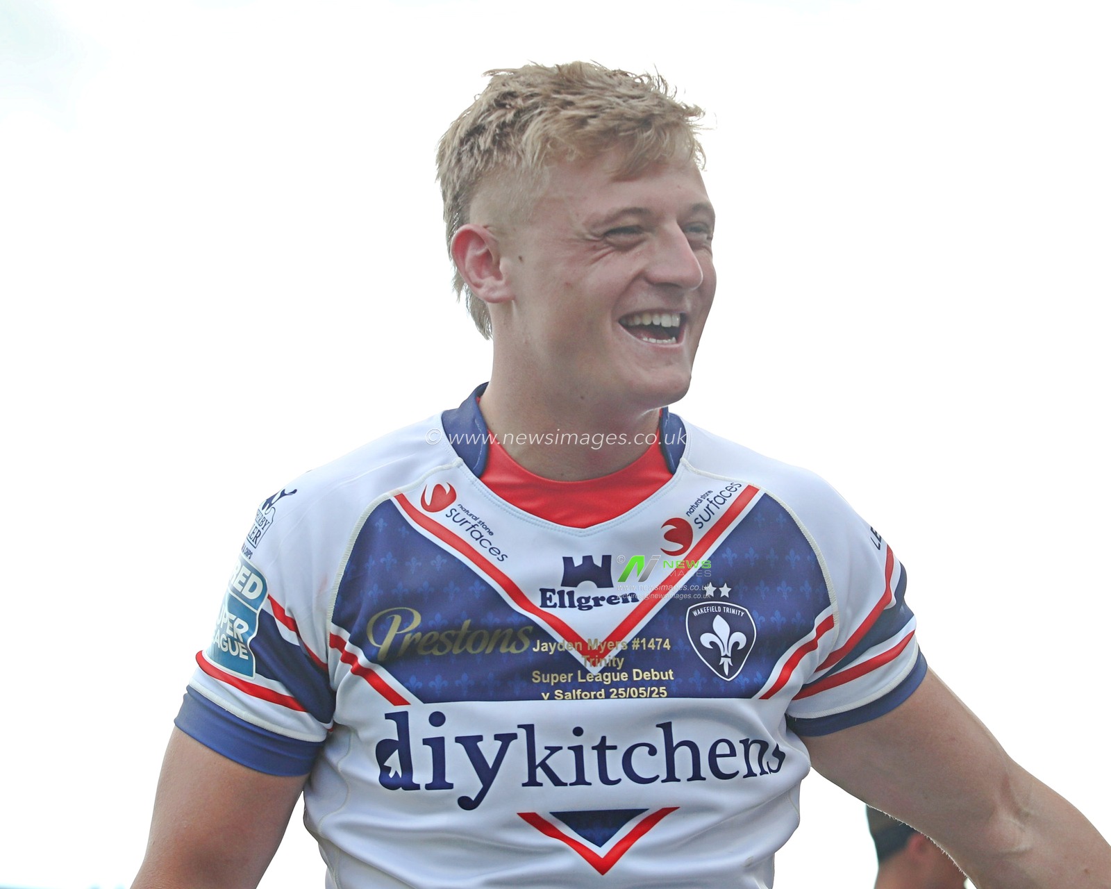Jayden Myers of Wakefield Trinity after the Betfred Super League match Wakefield Trinity vs Salford Red Devils at DIY Kitchens Stadium, Wakefield, United Kingdom, 25th May 2025

(Photo by Sam Eaden/News Images)
