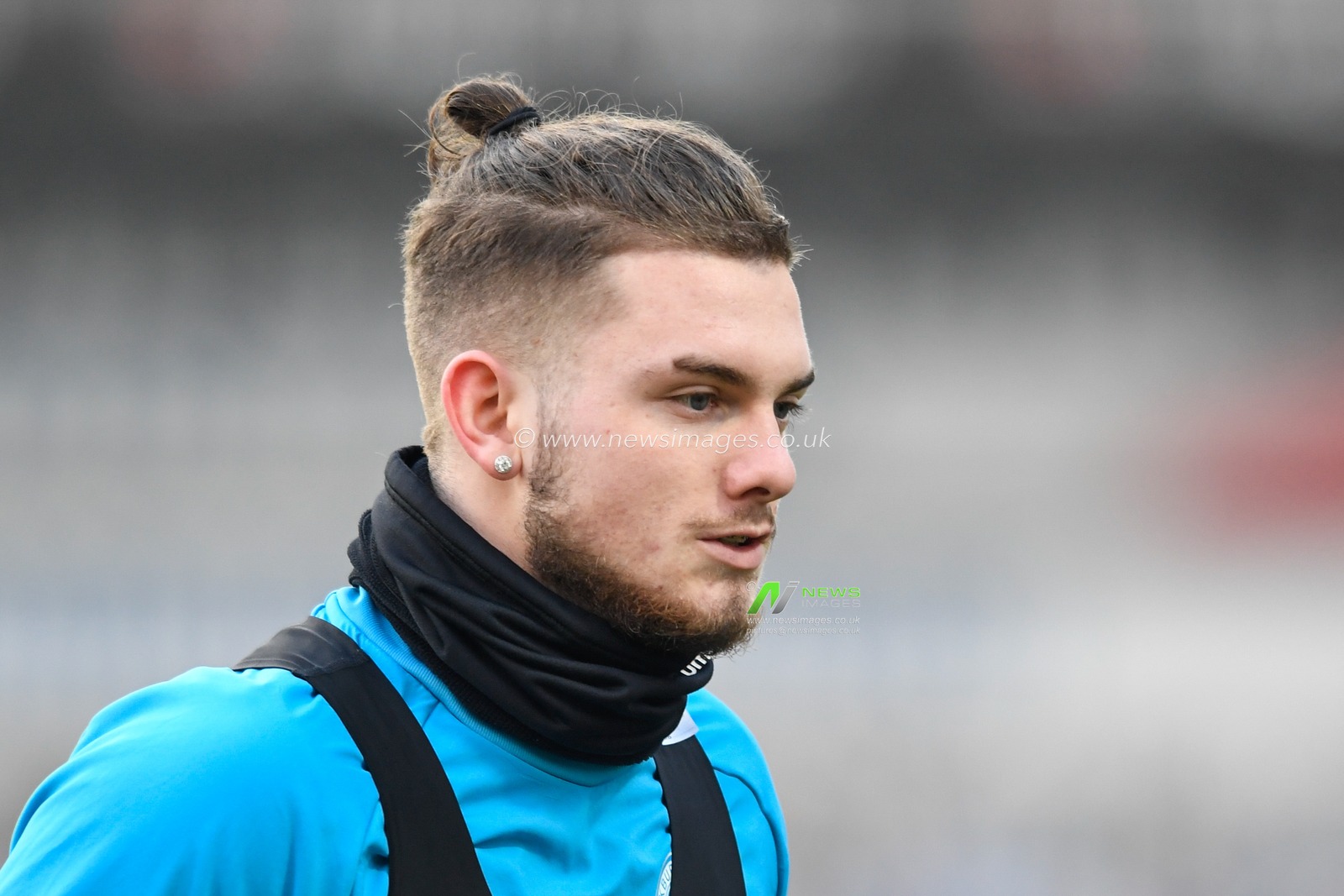Harvey Elliott #16 of Blackburn Rovers warming up before the game