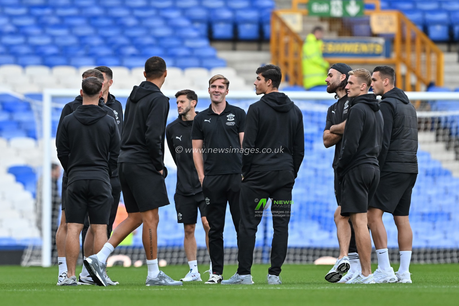 Southampton inspect the pitch ahead of the Carabao Cup match Everton vs Southampton at Goodison Park, Liverpool, United Kingdom, 17th September 2024

(Photo by Cody Froggatt/News Images)